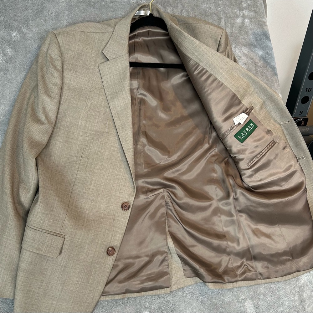 Lauren Ralph Lauren Men's Size 42R Tan Blazer Sports Coat Jacket Silk & Wool - Picture 3 of 16